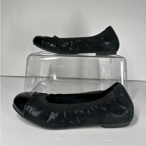 Vionic Allora Ballet Flats Slip On Patent Cap Toe Black 5 Orthaheel Balletcore - Picture 4 of 8